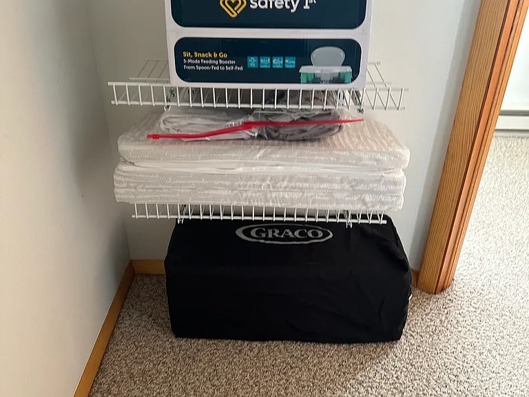 Kid friendly essentials provided include booster seat/high chair and pack n' play with mattress and crib sheets.