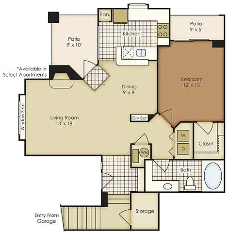 Floor plan One Bedroom 1A1EG-2A1CG