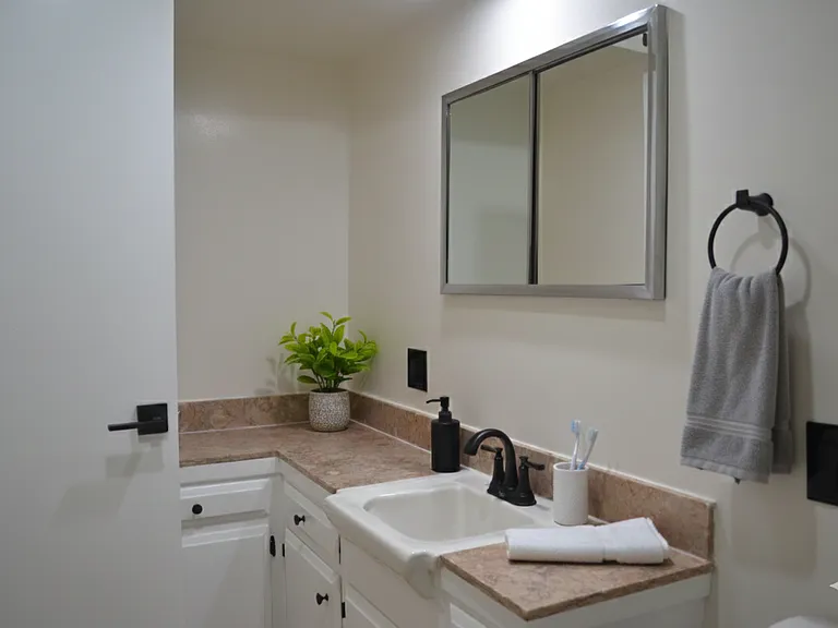 Primary Bathroom with Combined Tub/Shower - AI Generated Furnishings