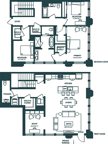 Floor plan 3 Bed/2.5 Bath Den-M3