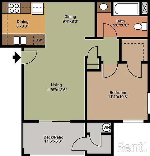 Floor plan 1 Bedroom 1 Bathroom