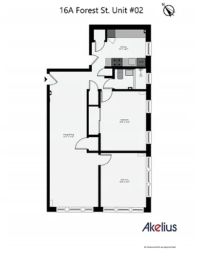 Floor plan Two Bedroom One Bath