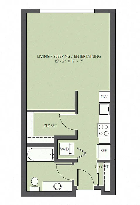 Floor plan Studio 1 Bath A2