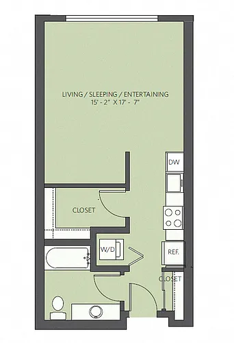 Floor plan Studio 1 Bath A2
