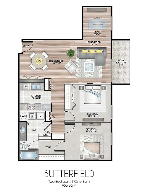 Floor plan Butterfield with Den - Premium Plus
