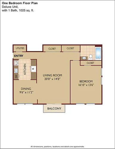 Floor plan $1.95/sq.ft. - One Bedroom
