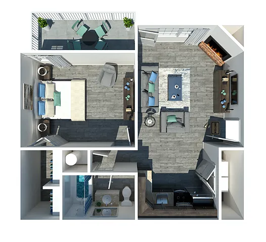Floor plan One Bedroom One Bathroom