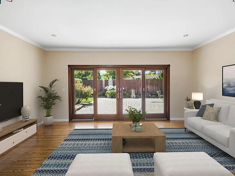 Living room and back patio