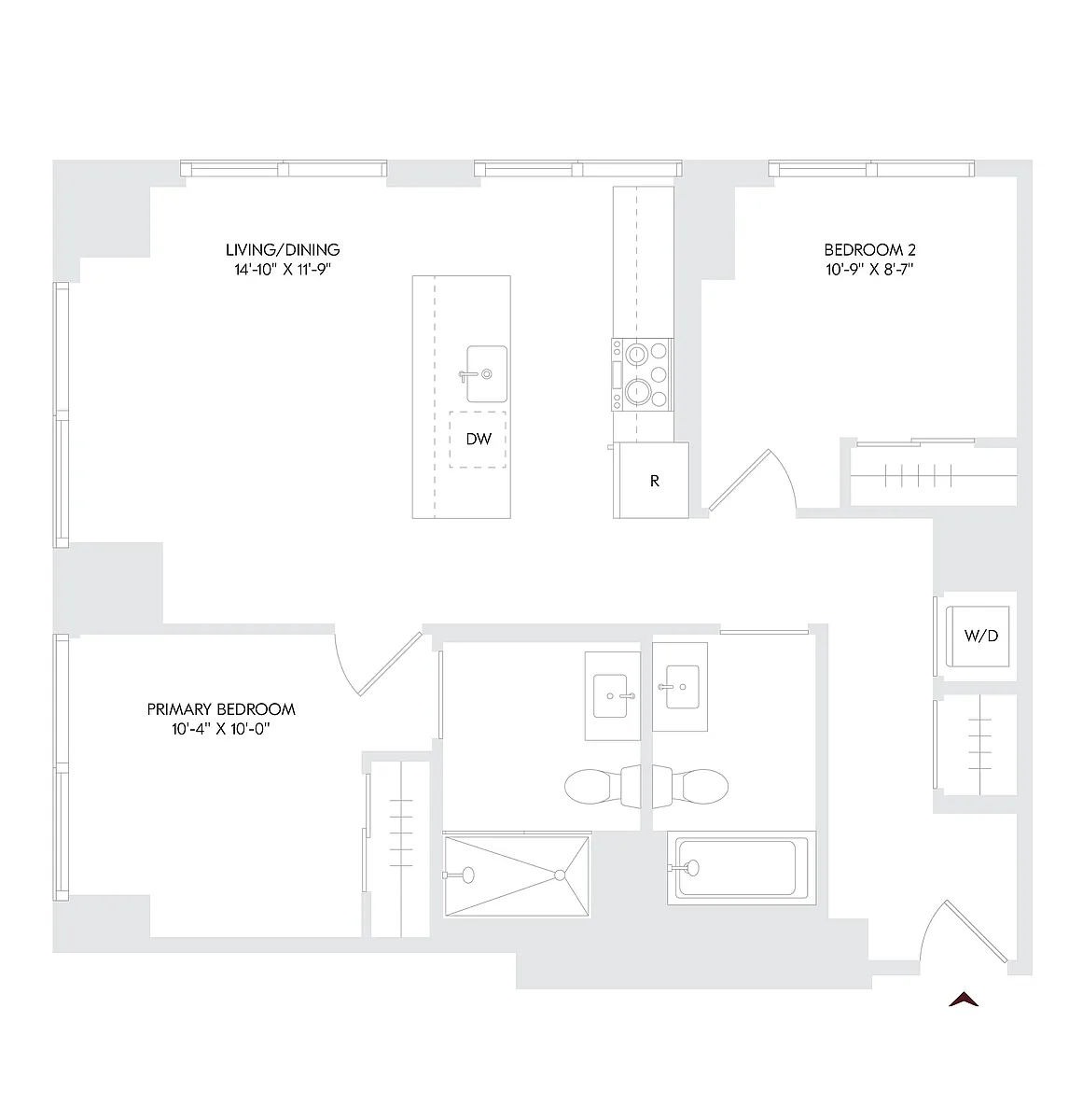 Floor plan 2 Bed 2 Bath B