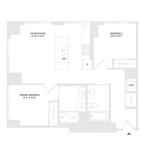 Floor plan 2 Bed 2 Bath B
