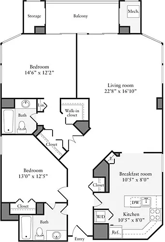 Floor plan 2 Bedrooms J
