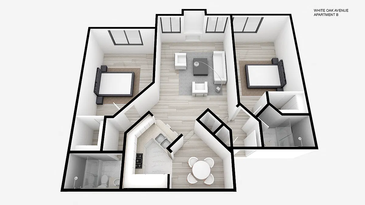 Floor plan Two Bed ~ Two Bath