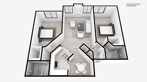 Floor plan Two Bed ~ Two Bath
