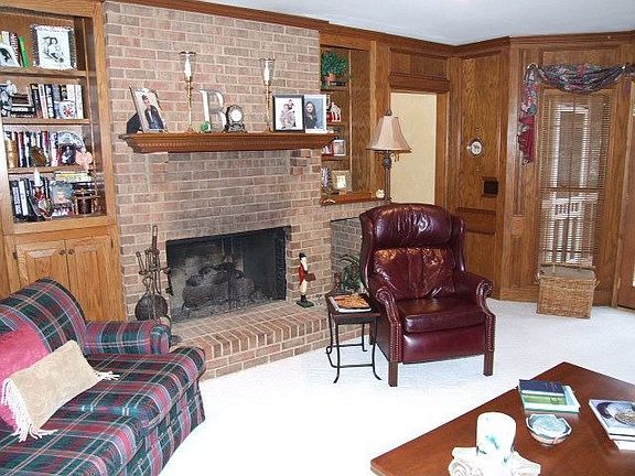Family Room With Brick Fireplace 