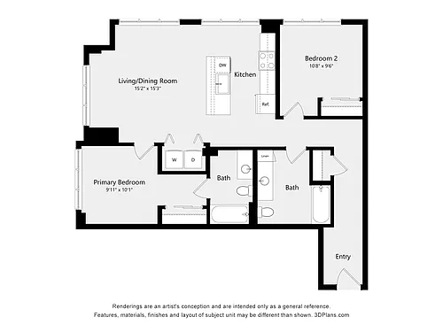 Floor plan Two Bed Two Bath 4 ADA