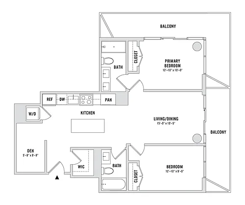 Floor plan 2 Bedroom, 2 Bathroom