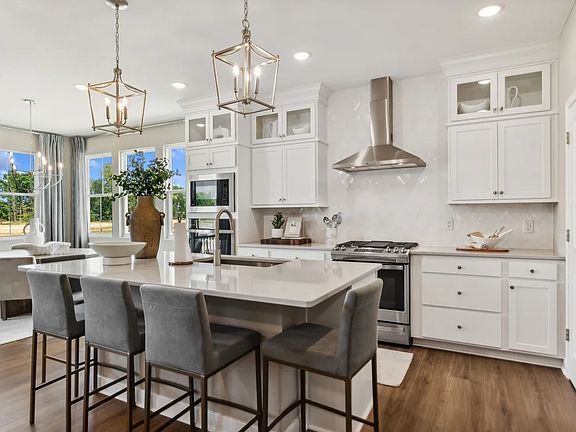 Kitchen with pendant lighting over island