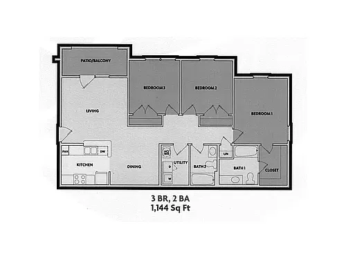 Floor plan 3 Bedroom Two Bathroom