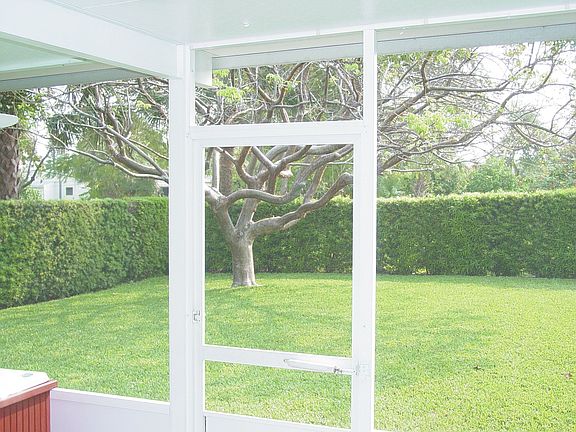 yard with privacy hedge