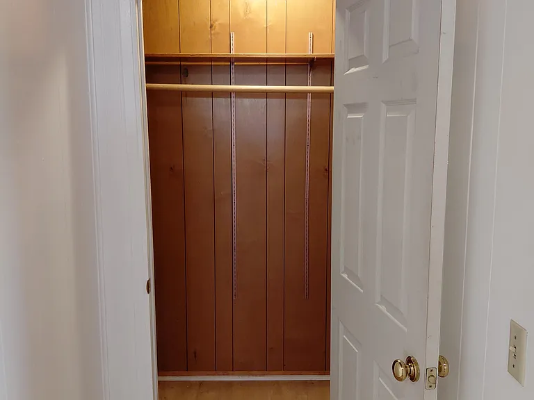 Separate walk-in storage closet rarely found in one-bedroom homes.
