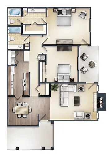 Floor plan 2 Bedroom 2 Bath