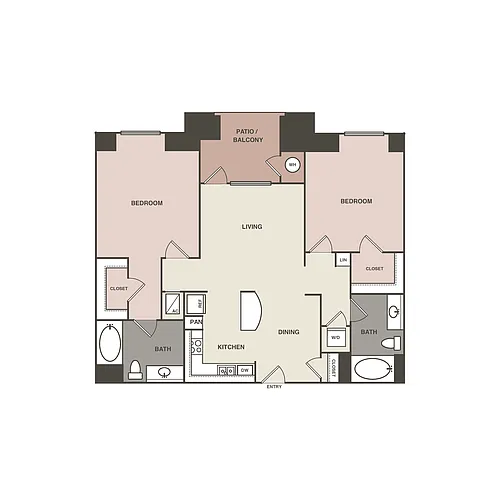 Floor plan 2 Bedrm 2 Bath 1116 Renovated