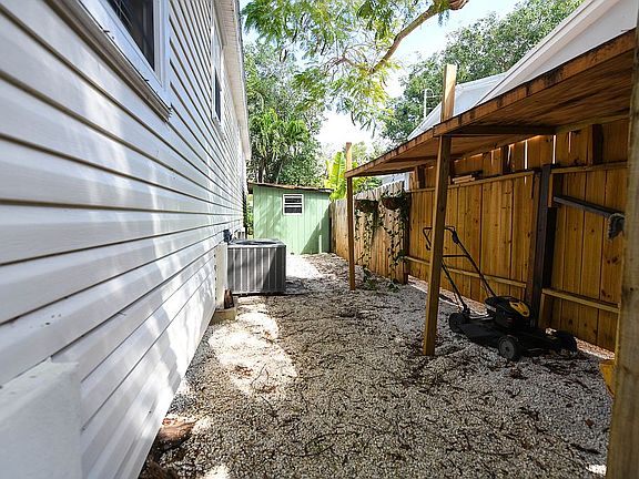 Side yard with storage