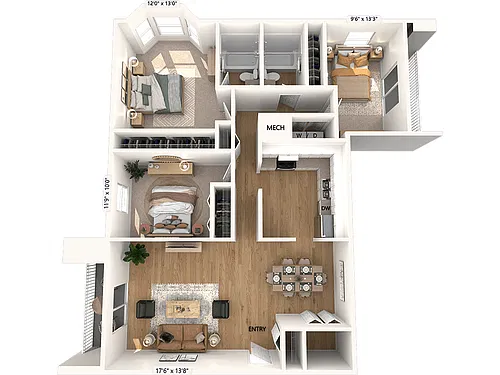 Floor plan C1-1274sf-Renovated