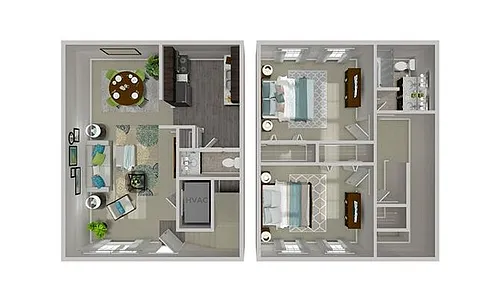 Floor plan Two Bed Townhome - Renovated
