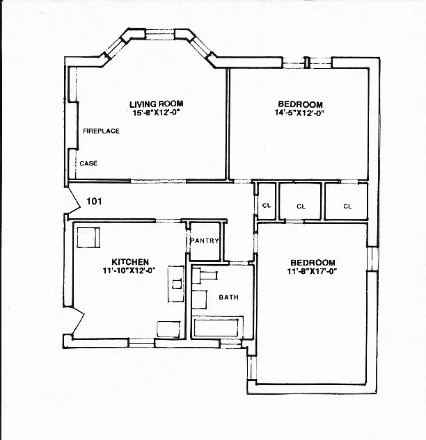 Floor plan 2 BEDROOM - 1 BATHROOM