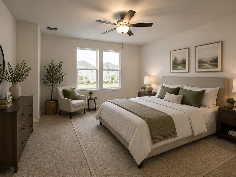 Master bedroom, staged with AI