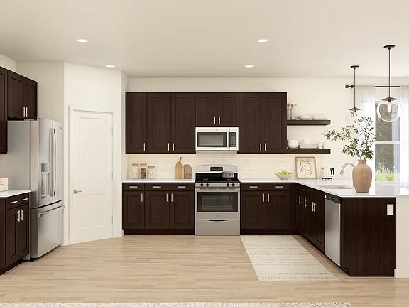 Kitchen with peninsula island