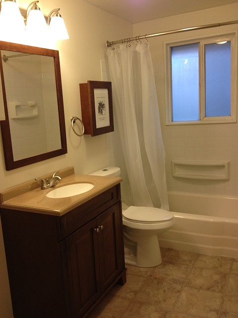 Bathroom, washer & dryer hookups left of sink base cabinet