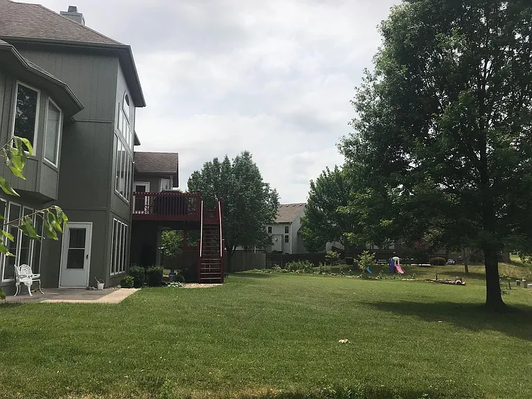Back Yard view, You can see the door from walk-out basement.
