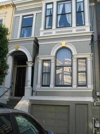 Facade of building
Unit is lower flat, with beautiful arched windows.