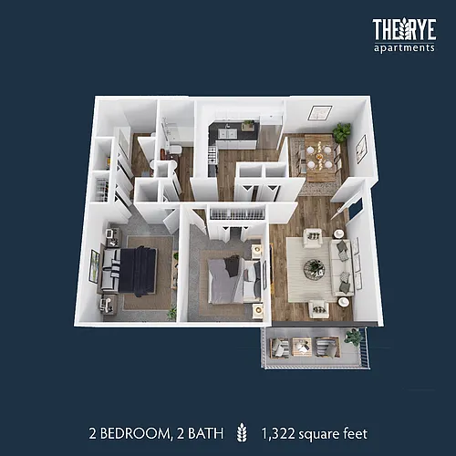 Floor plan 2 Bd 2 Bath
