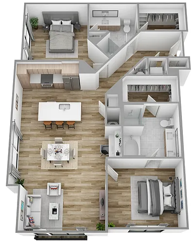 Floor plan M | 2 Bed | 2 Bath