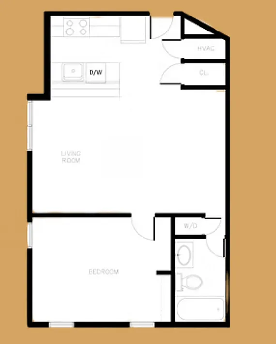 Floor plan 1BR 1BA