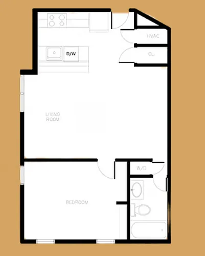 Floor plan 1BR 1BA