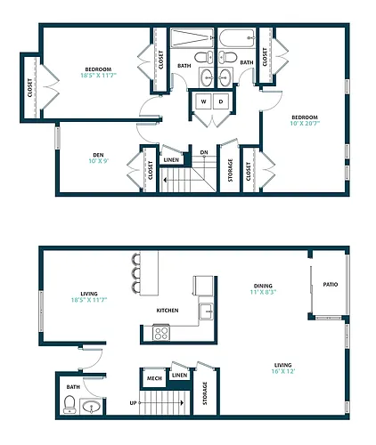 Floor plan Two Bedroom Townhome