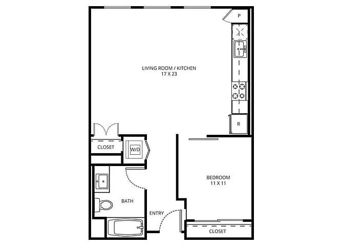 Floor plan 1 Bedroom E-3B