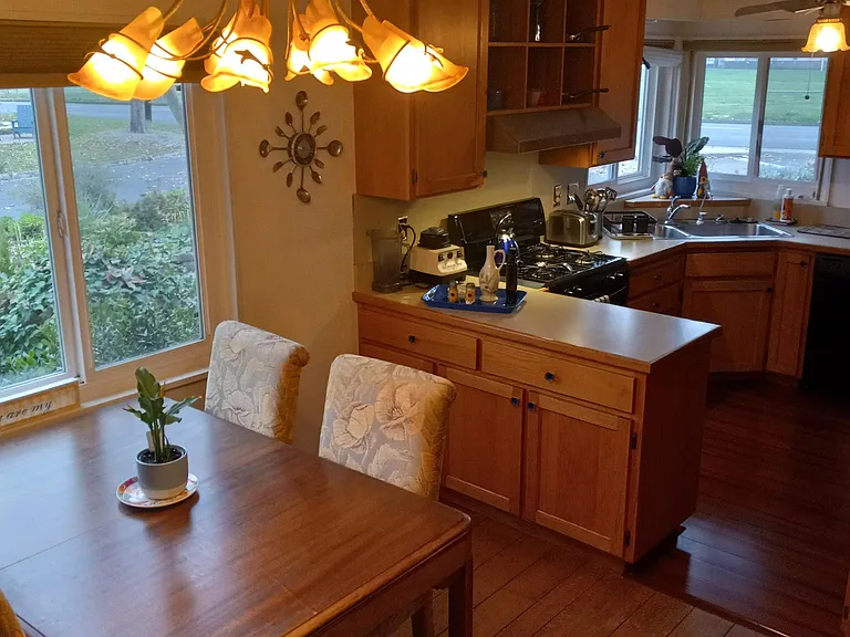 Original flooring plus new gorgeous cherry bamboo kitchen floor