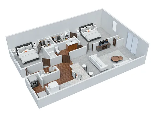 Floor plan 2 BD 1 BA