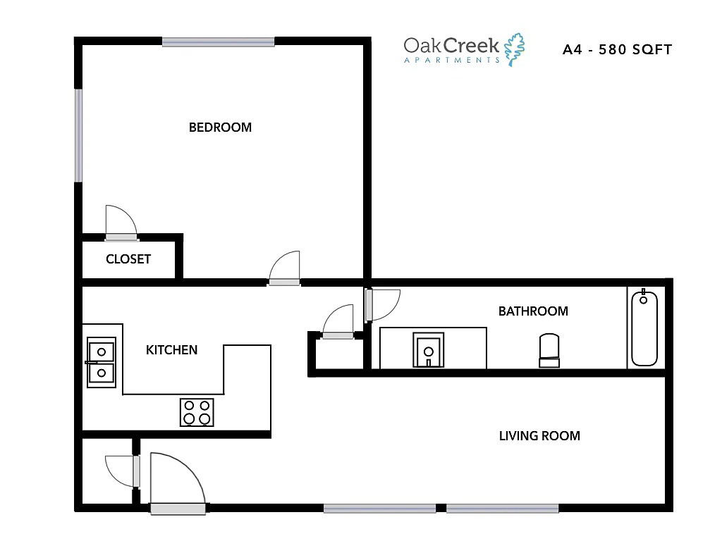 Floor plan 1 Bedroom - 1 Bath