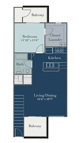 Floor plan 1Bed/1Bath Up Mkt