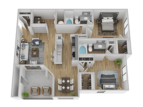 Floor plan 2 Bed, 2 Bath C