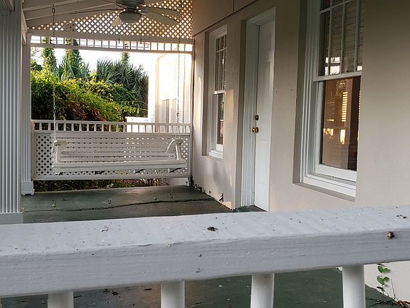 Home Front Porch Swing and 2 lighted fans