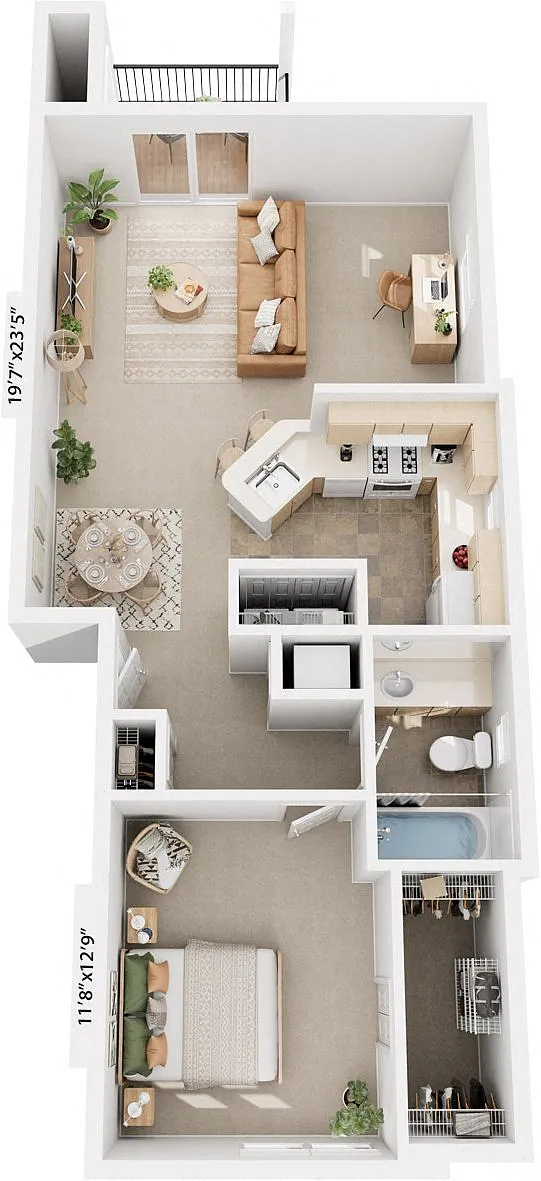 Floor plan One Bedroom End