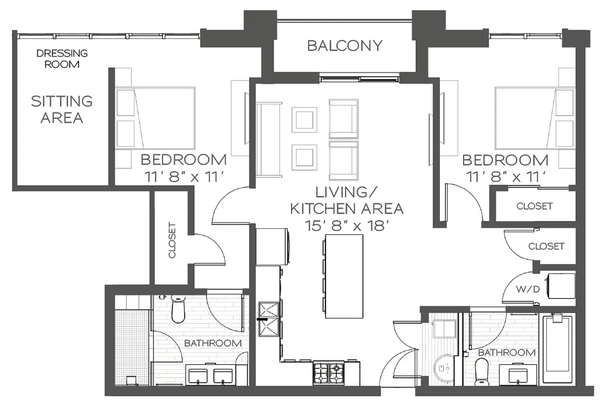 Floor plan 2 Bed/2 Bath-B2