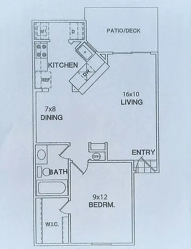 Floor plan A2 1 Bedroom / 1 Bath - 604